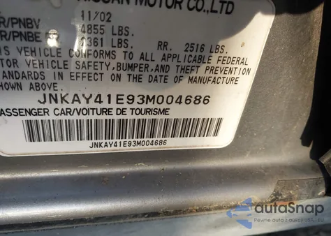 2003 Infiniti M45 Sport из США, поврежденный, VIN JNKAY41E93M004686